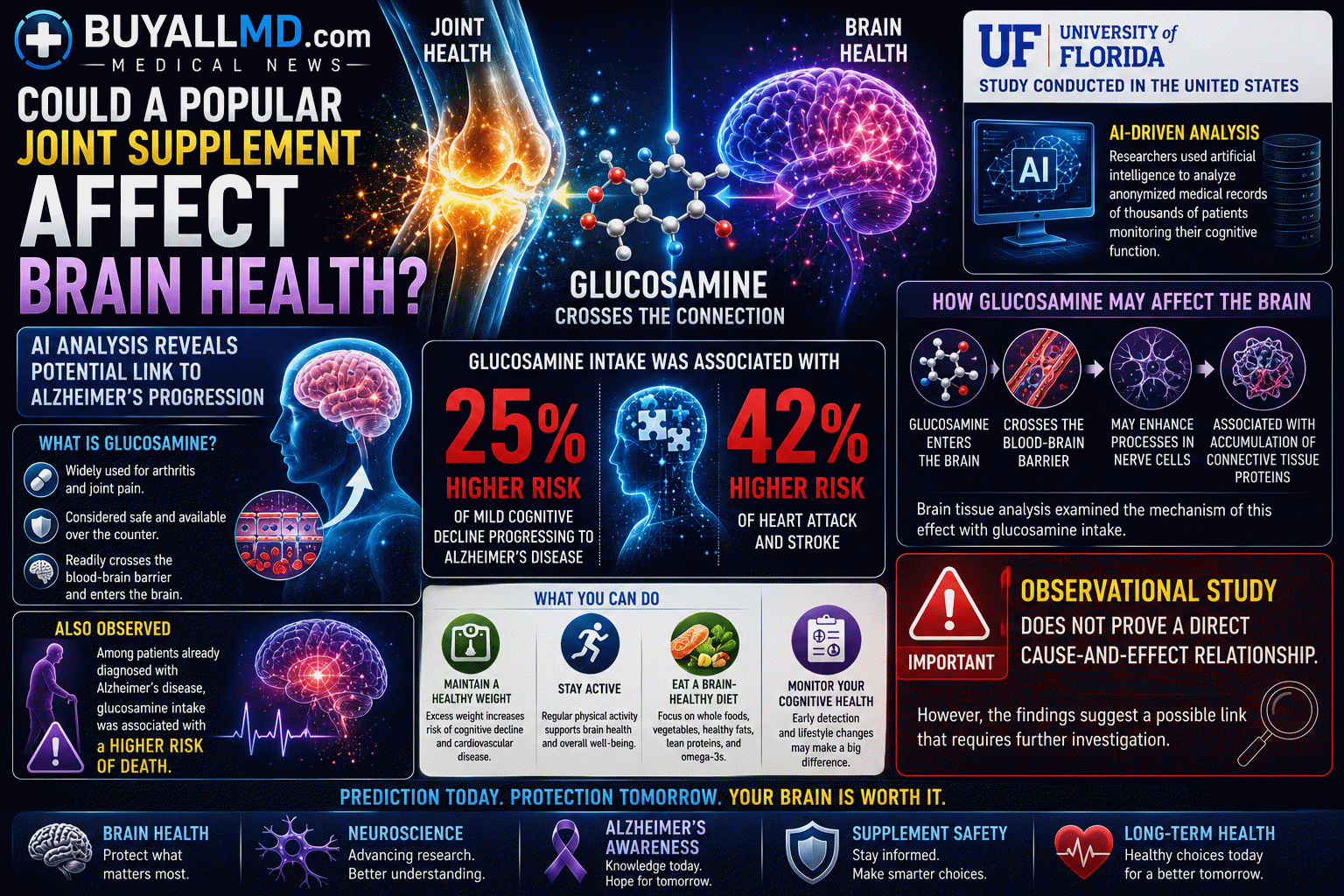 University of Florida study found glucosamine use associated with 25% increased risk of progression from mild cognitive impairment to Alzheimer's disease