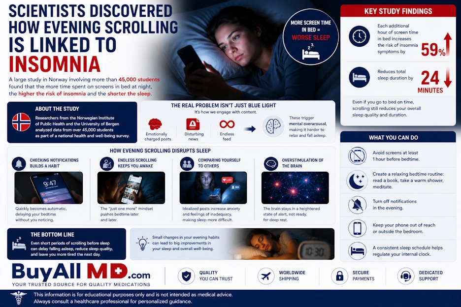 Evening scrolling and insomnia study — Norwegian research on social media use and sleep quality