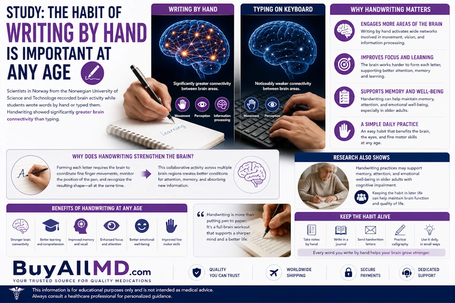 Handwriting vs typing — brain connectivity study from NTNU Norway shows handwriting engages more brain regions