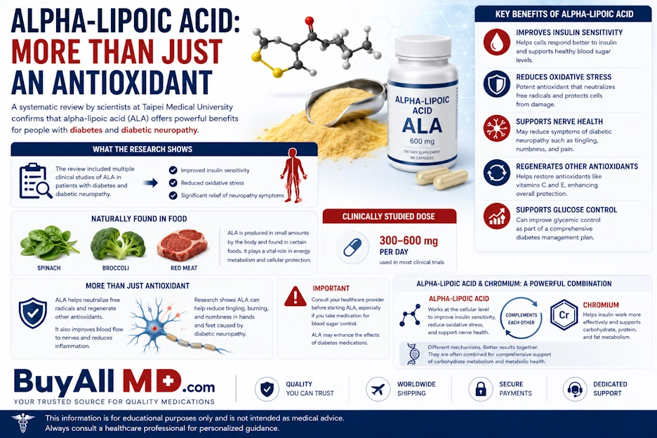 Alpha-lipoic acid — antioxidant benefits for diabetes, neuropathy, and metabolic health