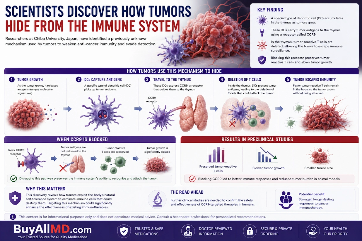 Tumor immune evasion mechanism — Chiba University study reveals how tumors manipulate the thymus via CCR9 to hide from the immune system