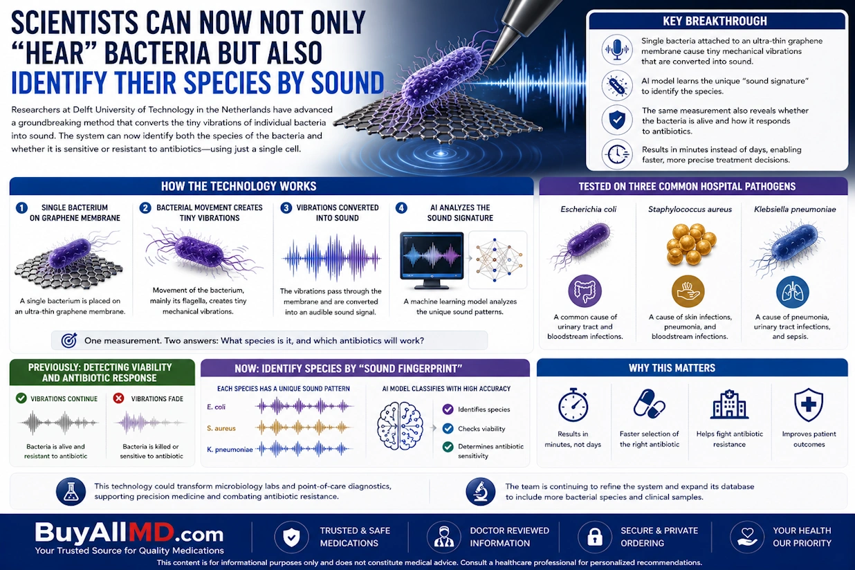 TU Delft scientists can 'hear' bacteria and identify their species by sound using graphene membranes and machine learning