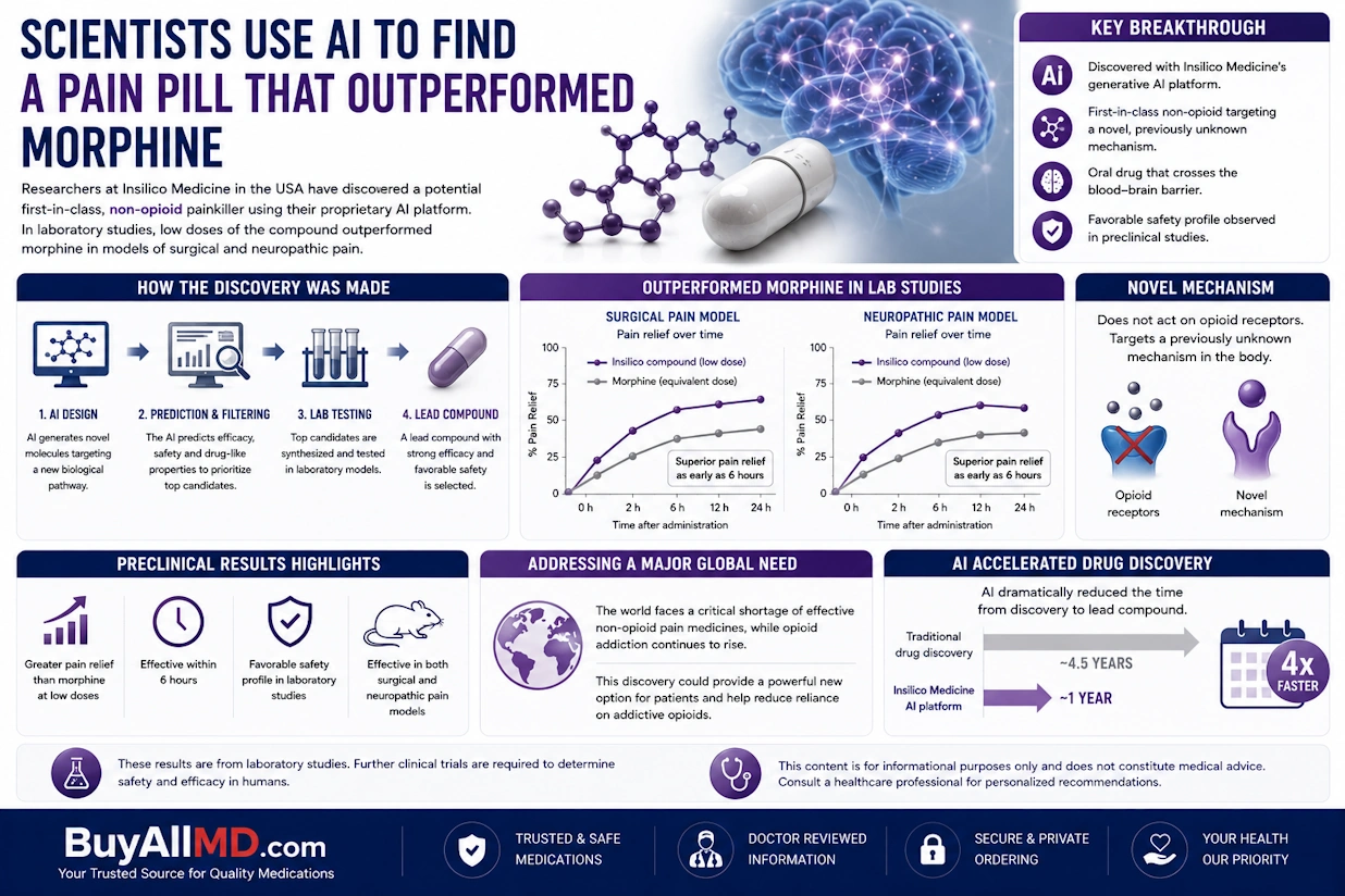 AI-designed pain drug ISM9528 outperformed morphine in preclinical studies — Insilico Medicine breakthrough in non-opioid pain management