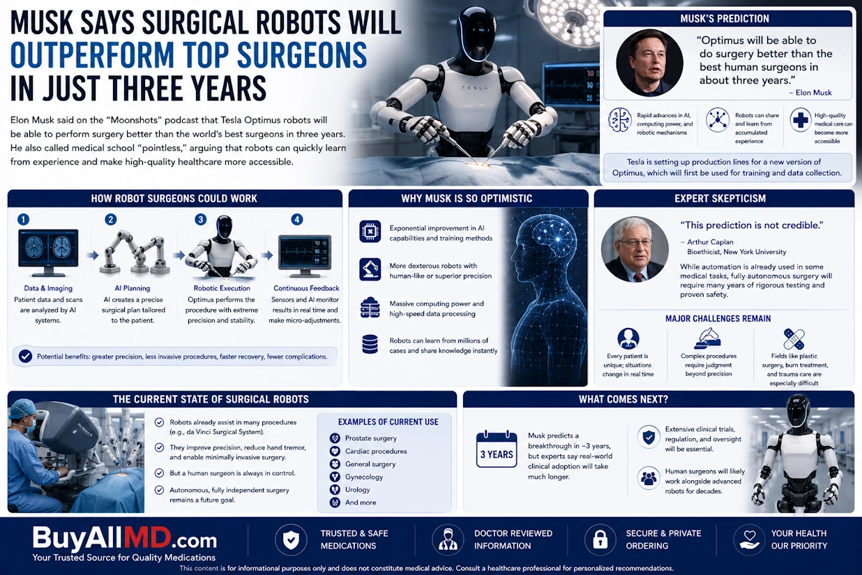 Tesla Optimus robot surgeons — Elon Musk predicts robots will surpass human surgeons within three years